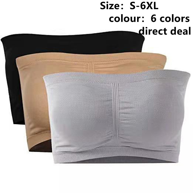 Cross-Border Foreign Trade Double-Layer Extended Size Strapless Chest Wrap Detachable Breast Pad One-Line Thin Invisible Women's Underwear