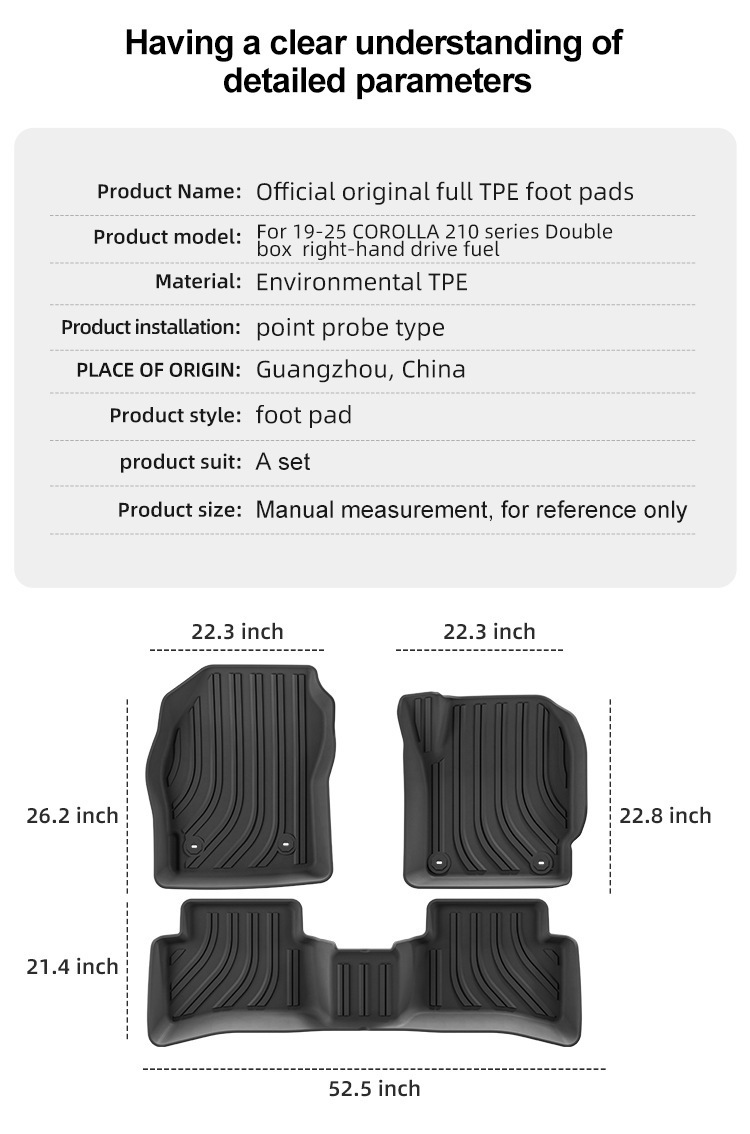 Suitable for 19-25 Toyota Corolla 210 Series Car Floor Mats, Special Car-Specific Fully Environmentally Friendly Tpe Floor Mats