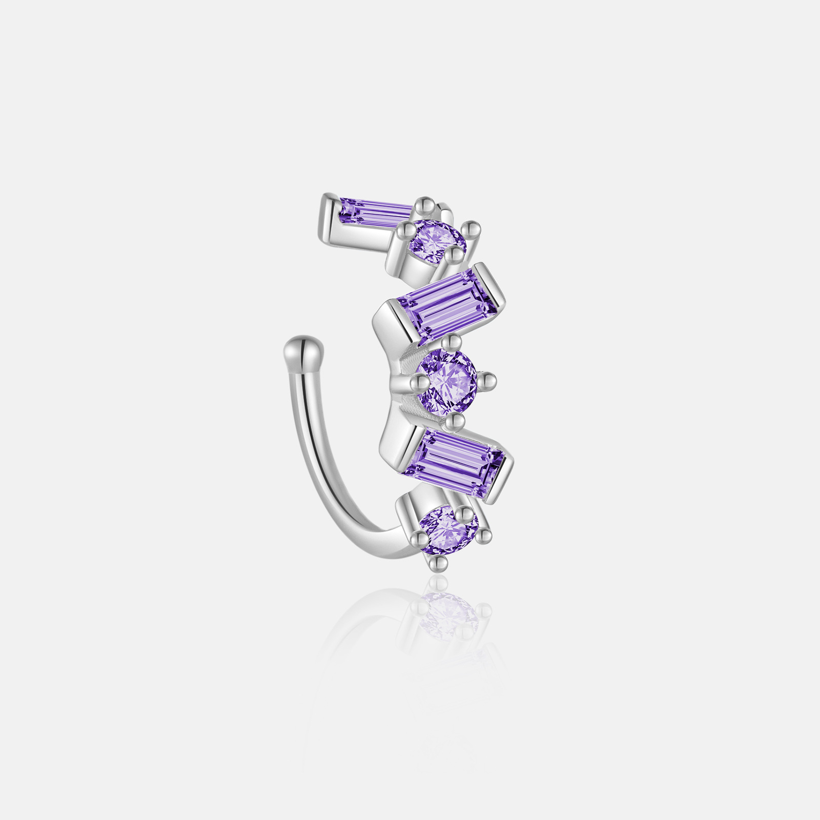 Zircon Inlay Material 1 Piece 18K Gold Plated 925 Sterling Silver Geometric Ear Cuffs