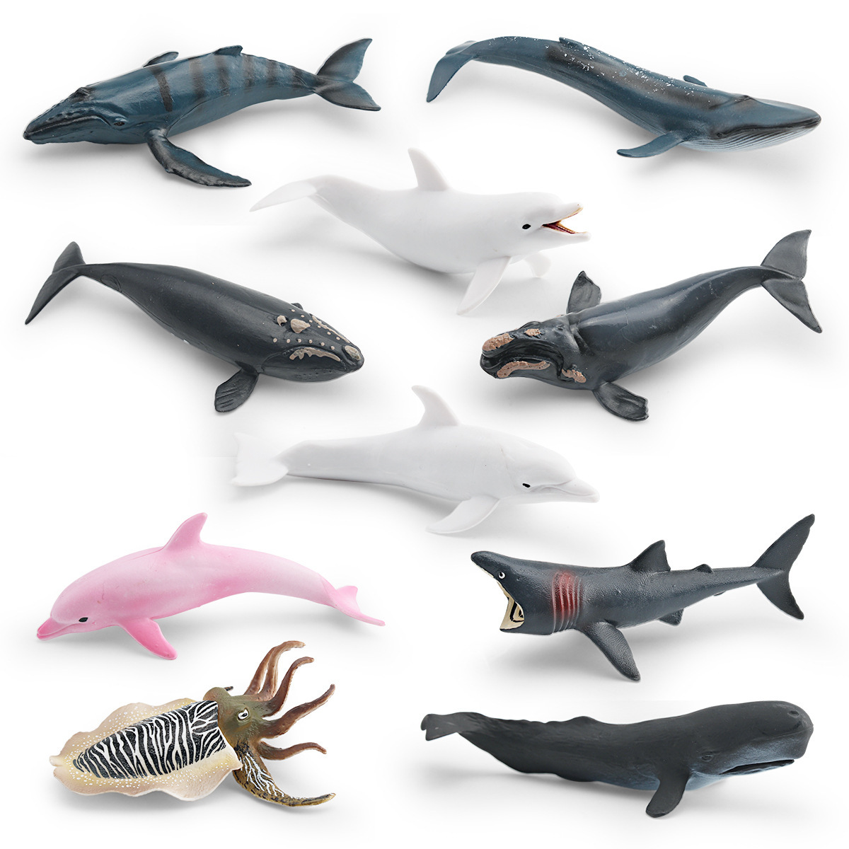 Simulación transfronteriza modelo de animales marinos cognitivo infantil tiburón ballena azul calamar ballena jorobada delfín decoración estática