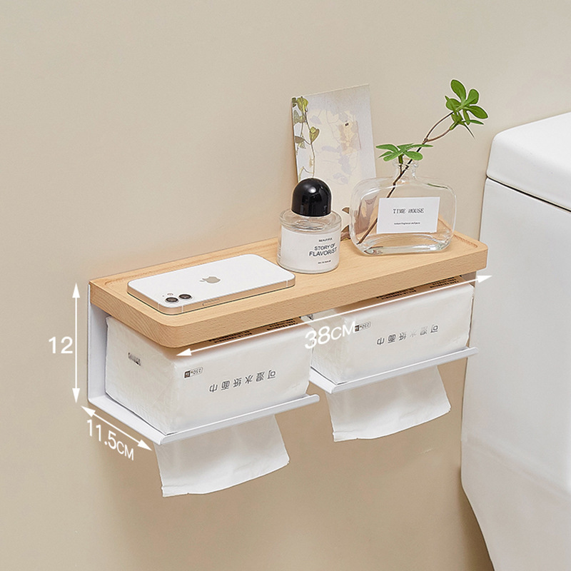 創意的な木のティッシュの棚は穴を開けないでトイレを引き出します。|undefined