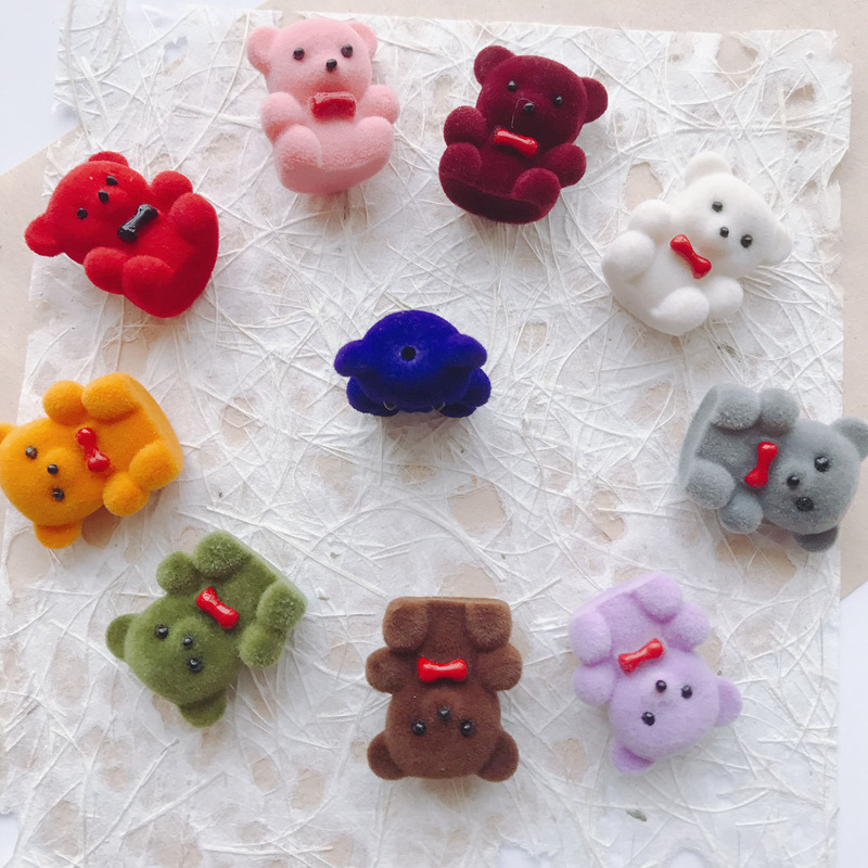 35g Weight Pendant Jewelry Making Type Charms Classification 10 PCS/Package Quantity Flocking Material Bear Pattern All Seasons Season Cute Style 10 PCS/Package Flocking Bear Pendant 1