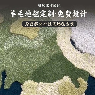 哇噢定制大尺寸羊毛垫子无拼接易清理高级感现代简约手工通用地毯