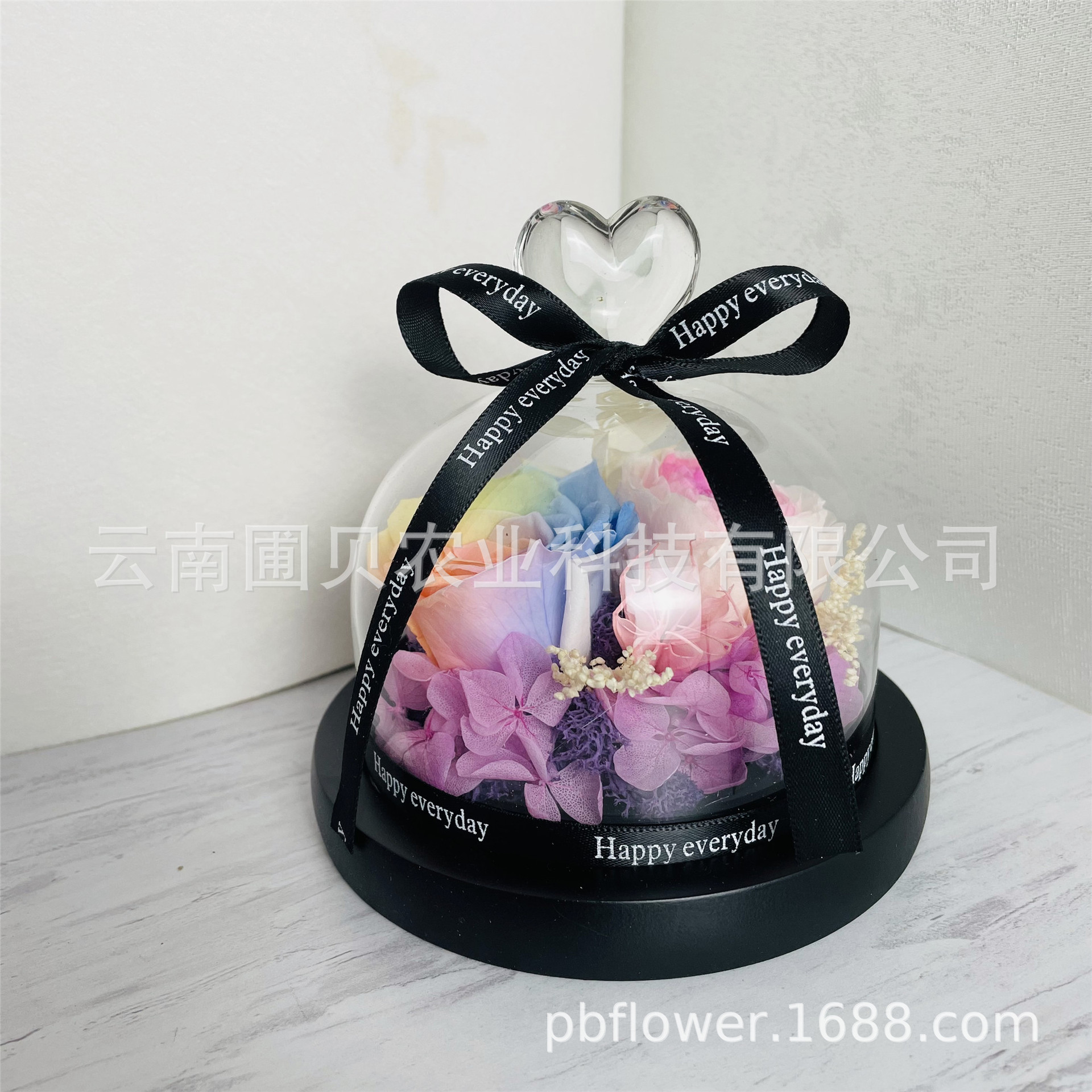 Flor melocotón corazón Eternal Rose Navidad Tanabata Día de San Valentín regalo eterna flor cubierta de vidrio en stock al por mayor