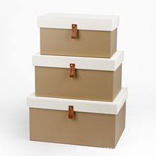 现代简约皮质样板房衣帽间衣柜衣物收纳箱高颜值小皮扣装饰箱盒子