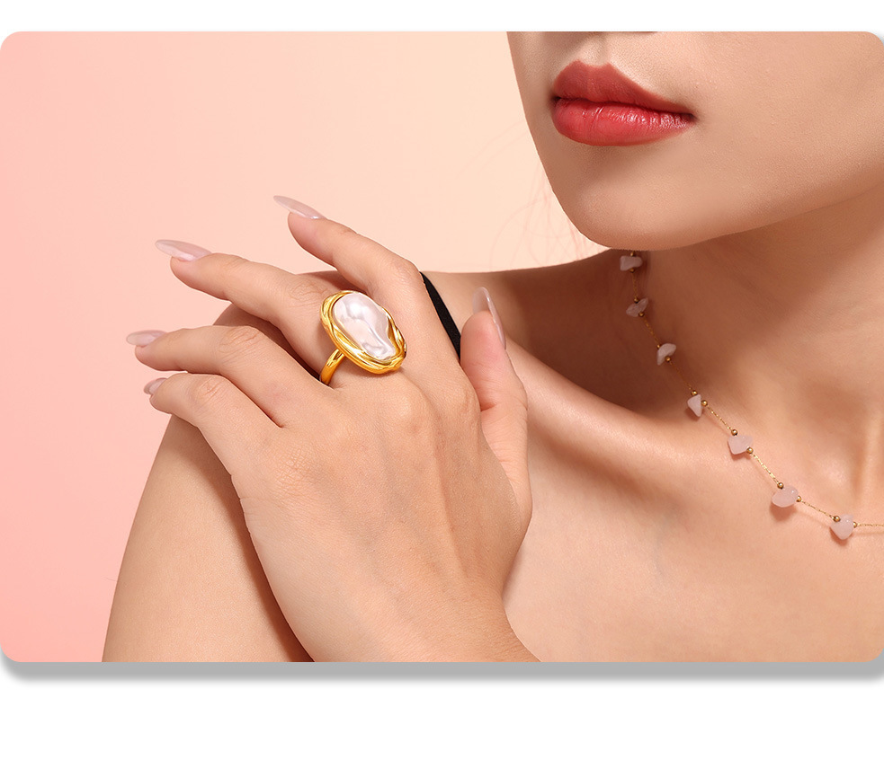 Exaggerated Personality Irregular Imitation Pearl Open Ring French Retro High End Index Finger Ring Light Luxury Ring Jewelry_voghion.com