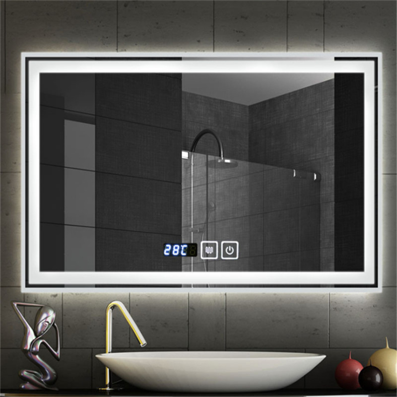 Hotel Smart Bathroom Mirror, Square Led Lighted Mirror with Light, Wall-Mounted, Anti-Fog, Bathroom Vanity Mirror, Can Connect to Bluetooth