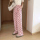 Korean-style Butterfly Plaid Pants Women's Wipe Wide-leg Pants Summer Thin Printed Lazy Style High Waist Straight Casual Pants