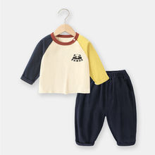 咔熊猫婴儿长袖T恤休闲长裤两件套套装春装春秋男童女宝宝小童