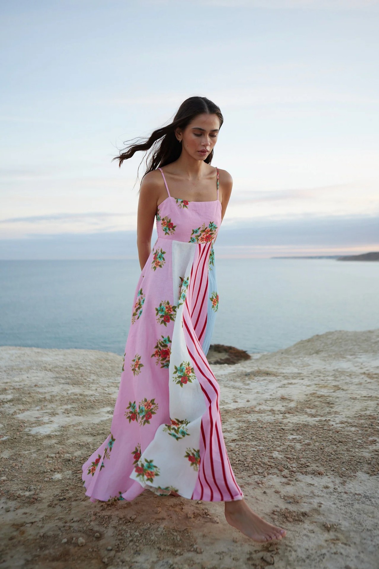 Strap Neckline Loose Fit Type Flower Pattern Wholesale Women's Casual Elegant Flower Daily Strap Sleeveless Strap Dress