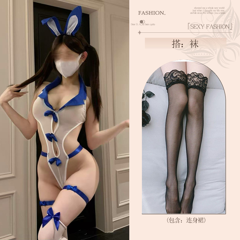 토끼[원피스+귀+다리고리]+검은색 스타킹