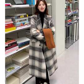 2023秋冬加棉加厚长款妮子大衣女过膝高级感小个子毛呢外套学院风