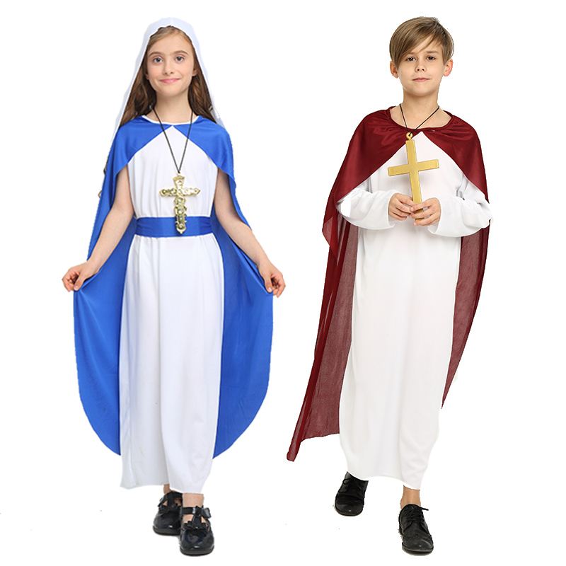 圣诞节神父牧师凯撒大帝话剧服装 COS儿童修女圣母玛利亚演出衣服
