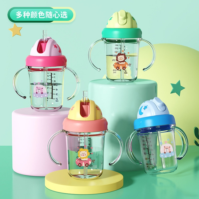Children's Water Cup, Large Capacity Plastic Straw Cup, Baby Drinking Water Portable Cup, Anti-Fall and Leak-Proof Summer Water Cup Wholesale