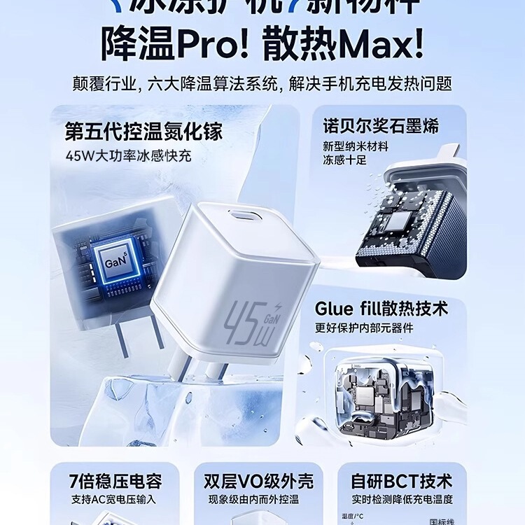 45W氮化镓适用充电器快充插头13/12手机小冰块充电头pd数据线欧标|undefined