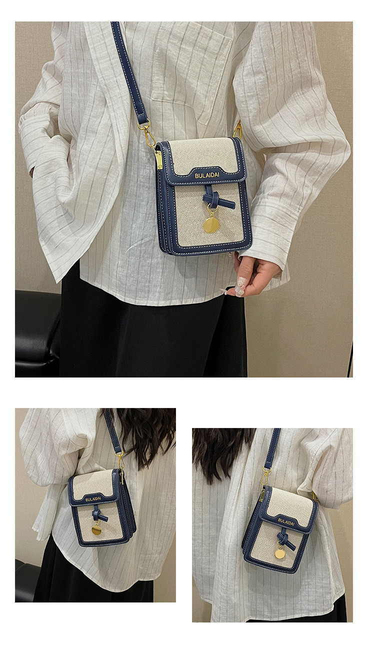 Damen Umhängetasche Für Handys, Leinen Stoff Mit Farbblock Design_voghion.com