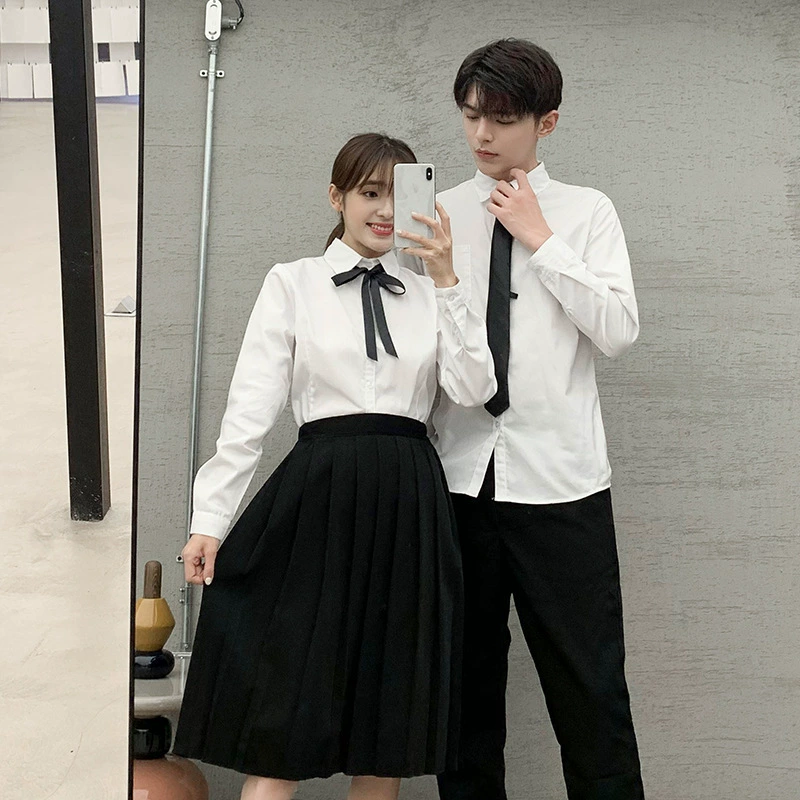 Белая рубашка, черные брюки, черный костюм-юбка, средняя школа, средняя школа, выпускная форма университета, классная форма, представление, мужской и женский весенне-летний хор