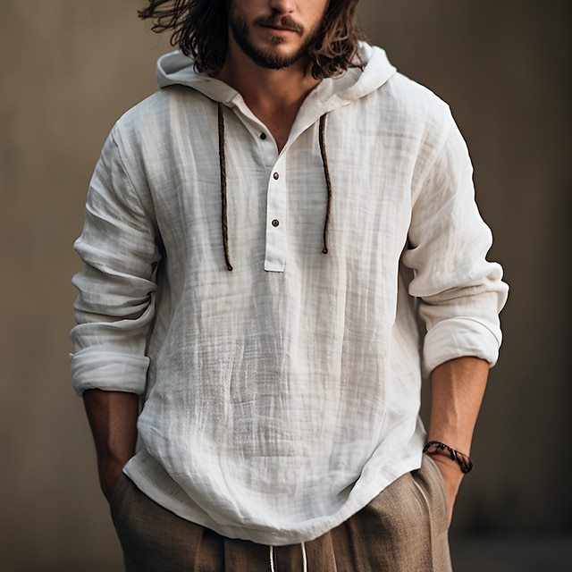 245g Weight Long Sleeve Sleeve Length Pullovers Placket Type Regular Sleeve Sleeve Type Cotton and Linen Fabric Type Regular Top Length Hoodie Tops Type Daily, Street Occasion Hooded Neckline Loose Fit Type Solid Color Pattern Summer, Spring Season Men's Gender Streetwear Style Wholesale Men's Streetwear Solid Color Long Sleeve Men's Hoodies