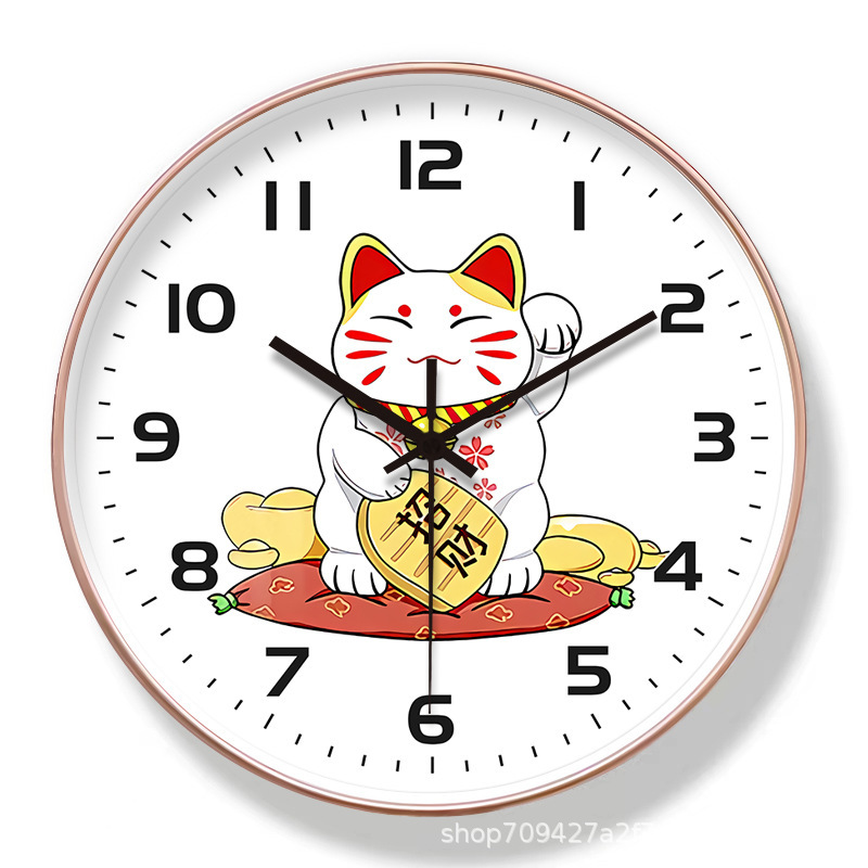 12 インチ 30 センチメートル招き猫ファッション壁時計ホームリビングルームシンプルなサイレント時計装飾壁時計卸売|undefined