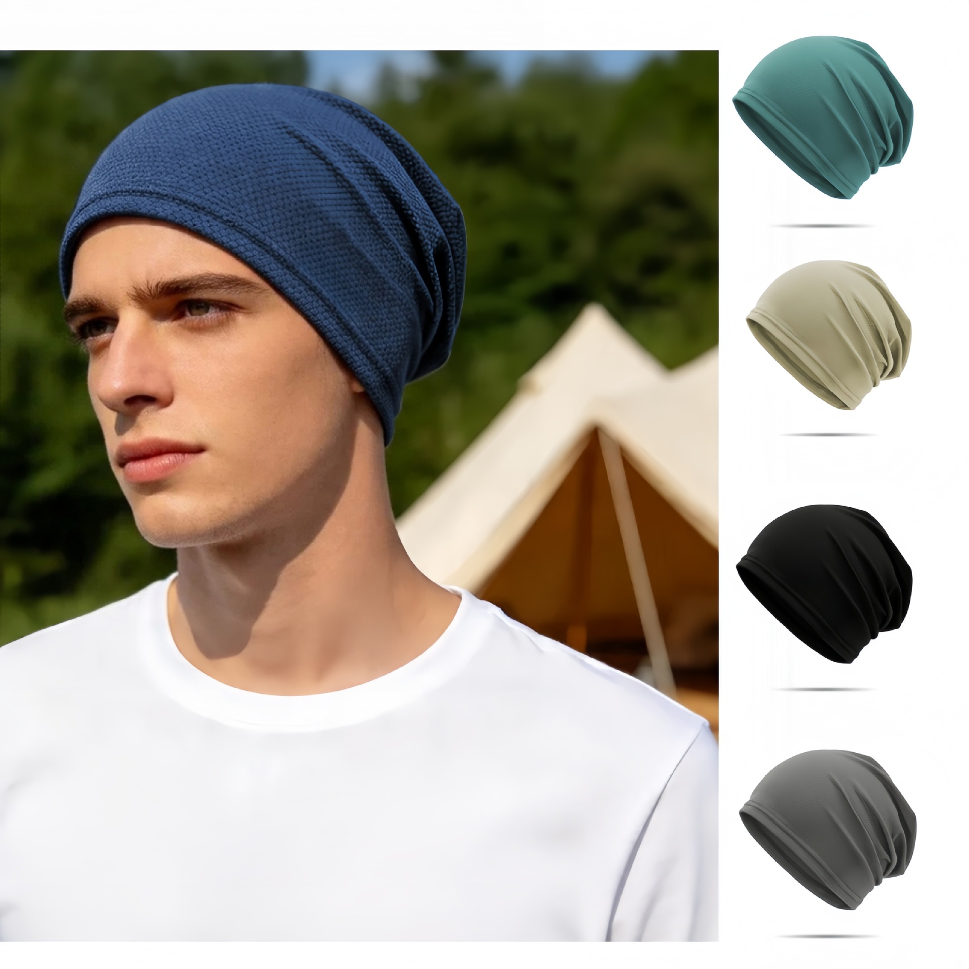 Spring and Autumn New Style Sports Headscarf Hat, Breathable, Solid Color, Simple, Moisture-Wicking, Versatile Pullover Hat, Face-Slimming Head Wrap Hat