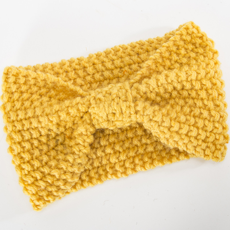 Fascia per maglione lavorata a maglia per accessori e fasce per capelli caldi con fiocco fatto a mano autunno inverno da donna_voghion.com