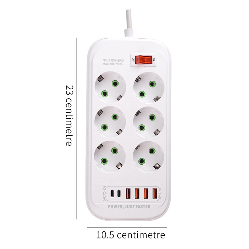 Caja de regalo 4USB 2TYPE-C carga de estilo europeo enchufe de línea de socket estándar europeo