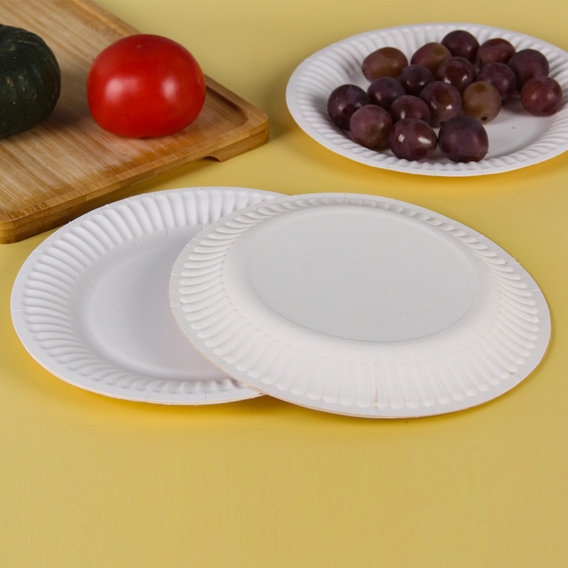 使い捨て紙皿 生分解性紙パルプ皿 厚手丸型食器紙皿 ケーキ皿 6789inch|undefined