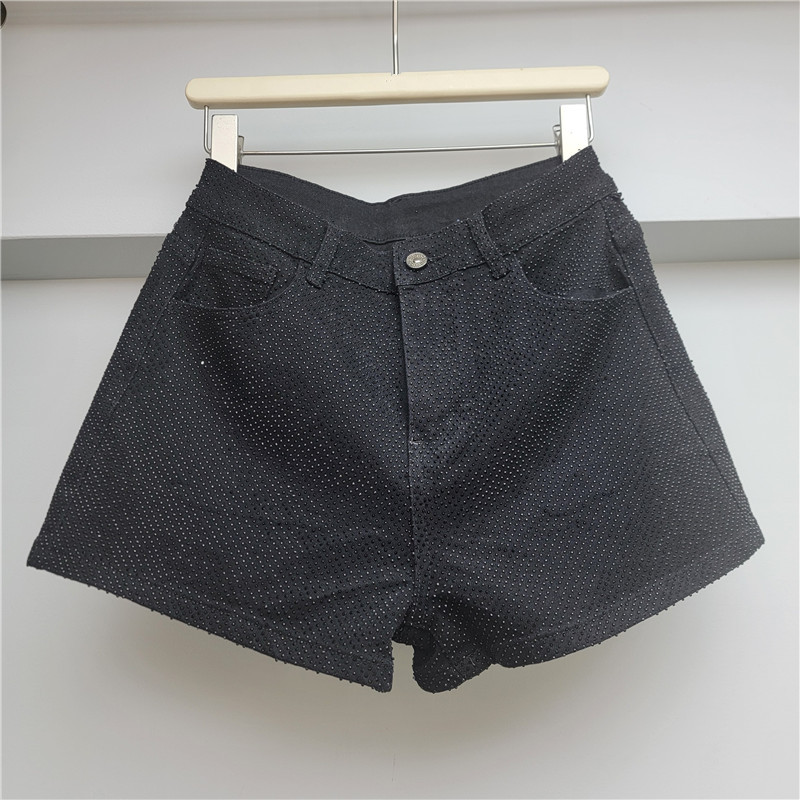 Pantalones Cortos Jeans para Mujer Denim de Poliéster con Diamantes de Imitación image 2