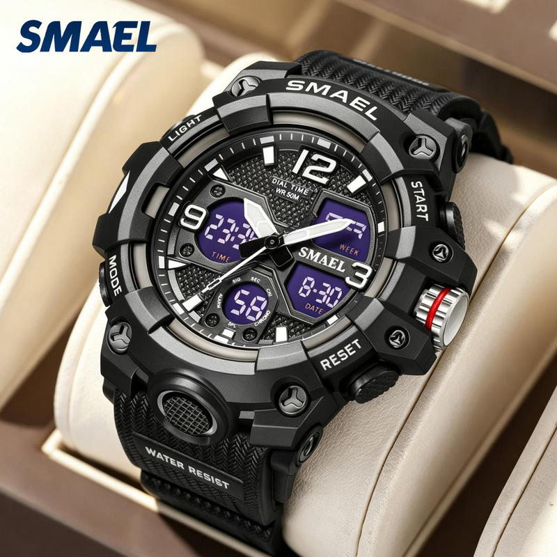 SMAEL men's watch multi-function Sports waterproof watch alarm double display trendy electronic watch SMAEL men's watch multi-function Sports waterproof watch alarm double display trendy electronic watch