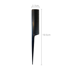 Black plastic comb with long tail, individually packaged tail comb