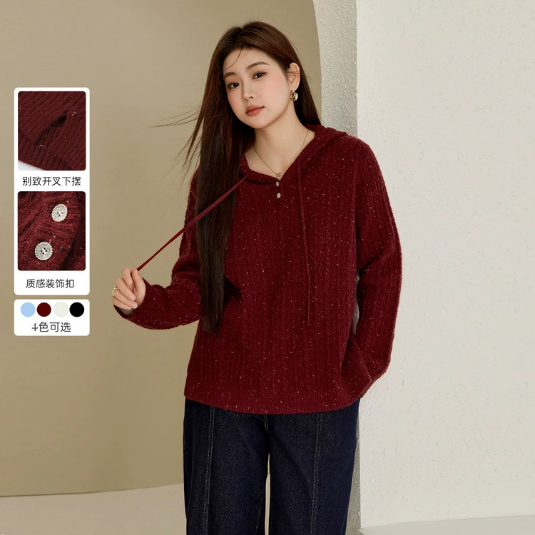 [Ленивый мягкий клейкий дикий свитер] Слепое шоу большой размер женский корейский темперамент топ жирный mm2024 зимний новый