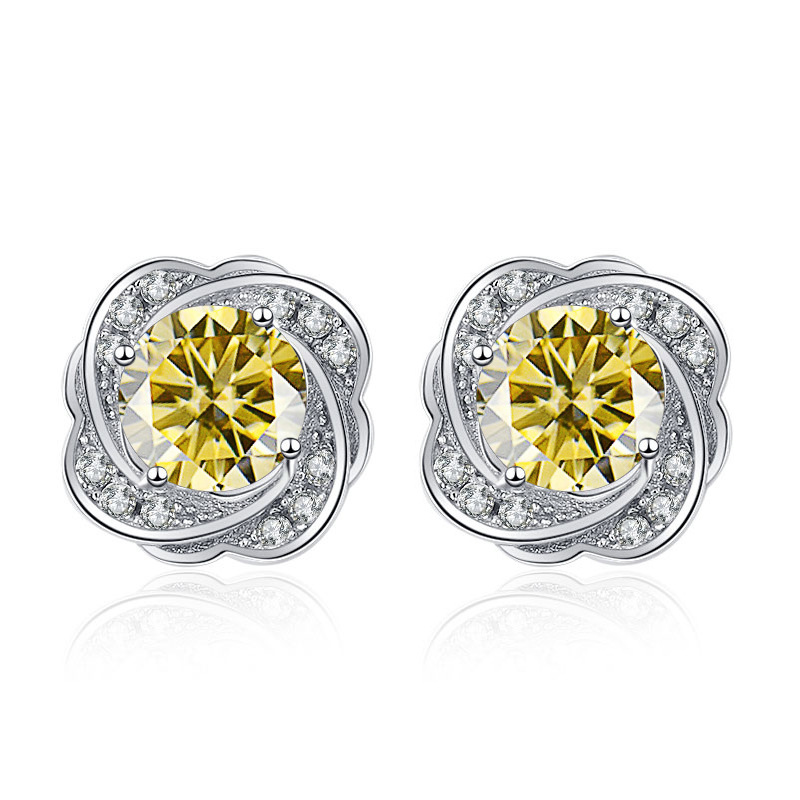 Perforación de diamante de alto nivel de camélia pernos de orejas temperamento de dama flores retro pendientes de plata transfronterizos joyas de estudiantes al por mayor