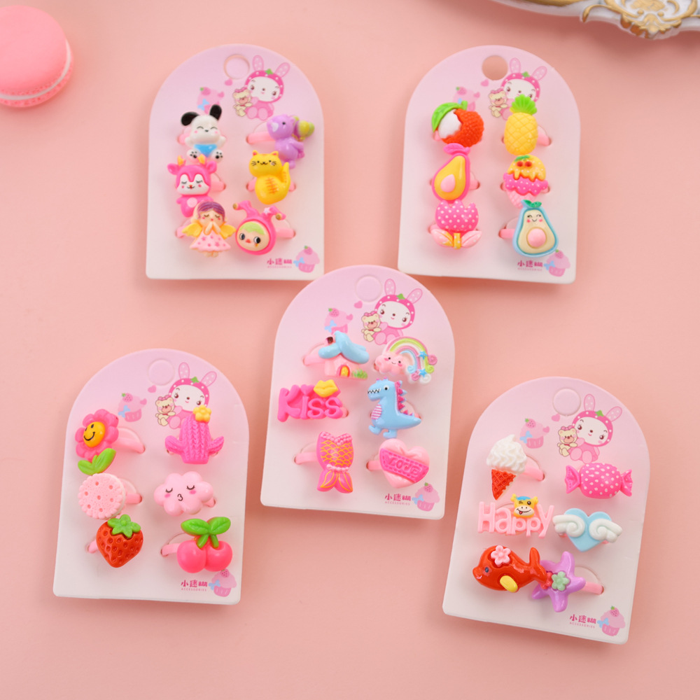 Venta directa de fábrica Anillo de resina para niños coreanos Princesa de dibujos animados Jardín de infantes Joyas para niñas Caja de regalo Regalo de cumpleaños