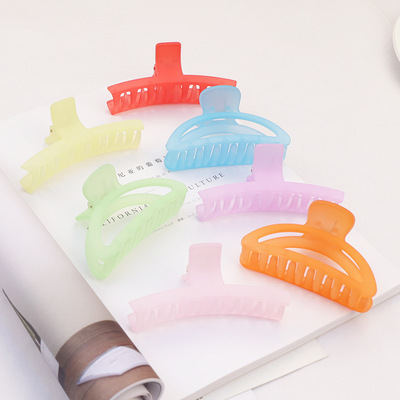 新款磨砂抓夾 氣質甜美少女心糖果色簡約盤發大發爪 ins網紅發飾