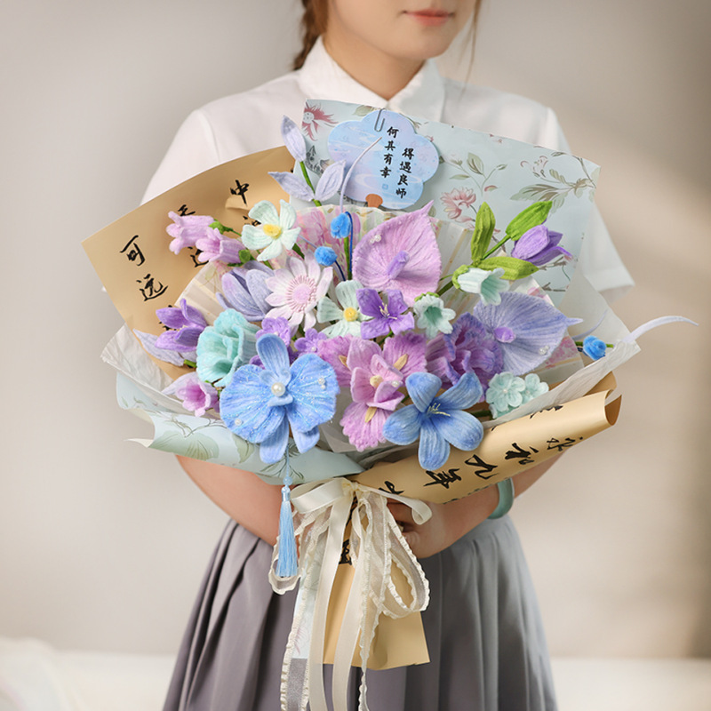扭扭棒古风花束教师节送老师礼物创意手工编织diy材料包仿真花|undefined