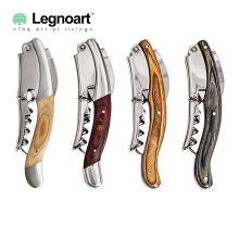 意大利进口Legnoart 家用不锈钢红酒开瓶器 多功能木柄海马刀酒刀