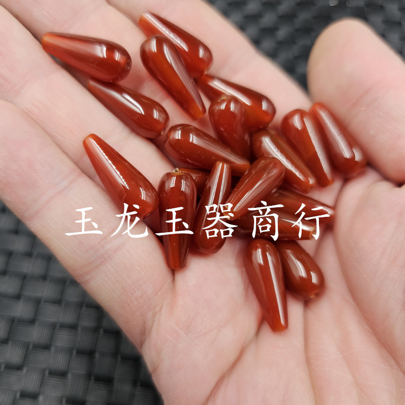氷種紅瑪瑙水滴玉散珠紅玉髄通孔水滴ブレスレットネックレスイヤリングアクセサリービーズ|undefined