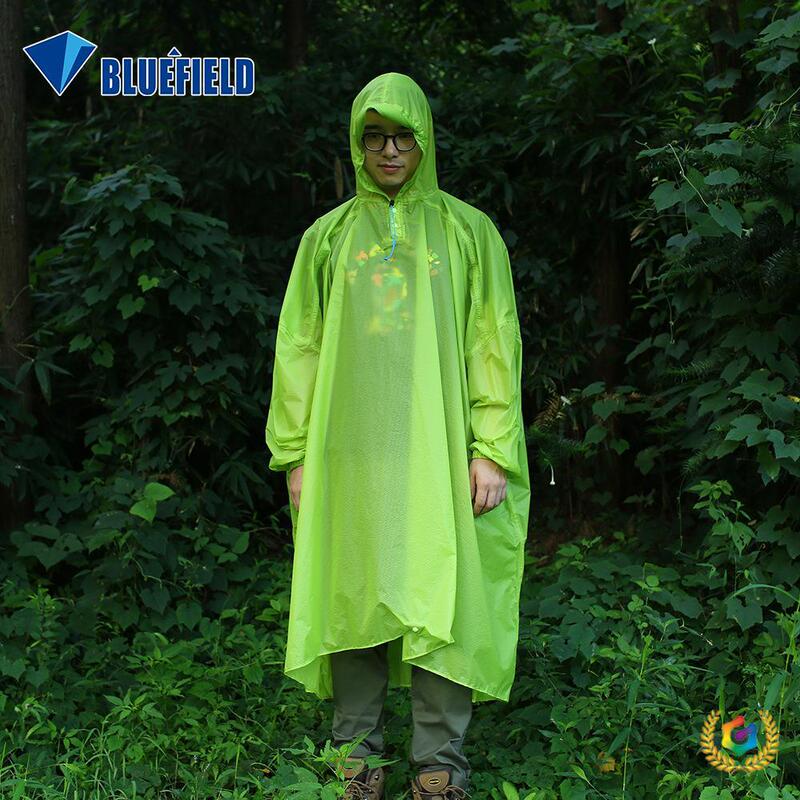 Blue Field 15D Nylon Silicone-Coated Raincoat Outdoor Poncho Hiking Backpack Integrated Raincoat