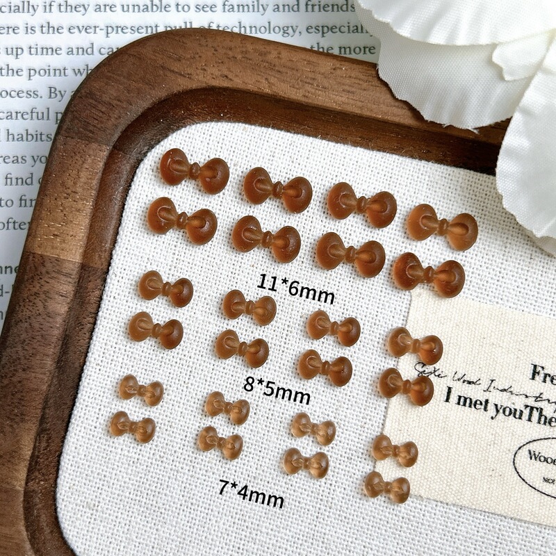Autumn and Winter Maillard Caramel Color Nail Jewelry Amber Coffee Color Kt Bow New Wearable Nail Accessories