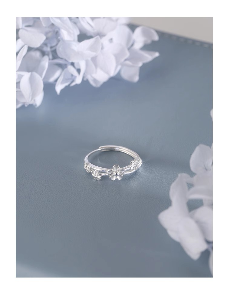 1g Weight Rings Classification 1 Piece 925 Sterling Silver Flower Rings