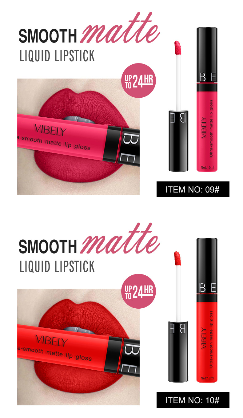 VIBELY Cross-border Makeup Amazon matte non-stick cup lip gloss Non-fading long-lasting liquid Lipstick Export version undefined