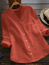 外贸意大利法国大牌出口剪标余单女清仓亚麻上衣长袖棉麻V领衬衫