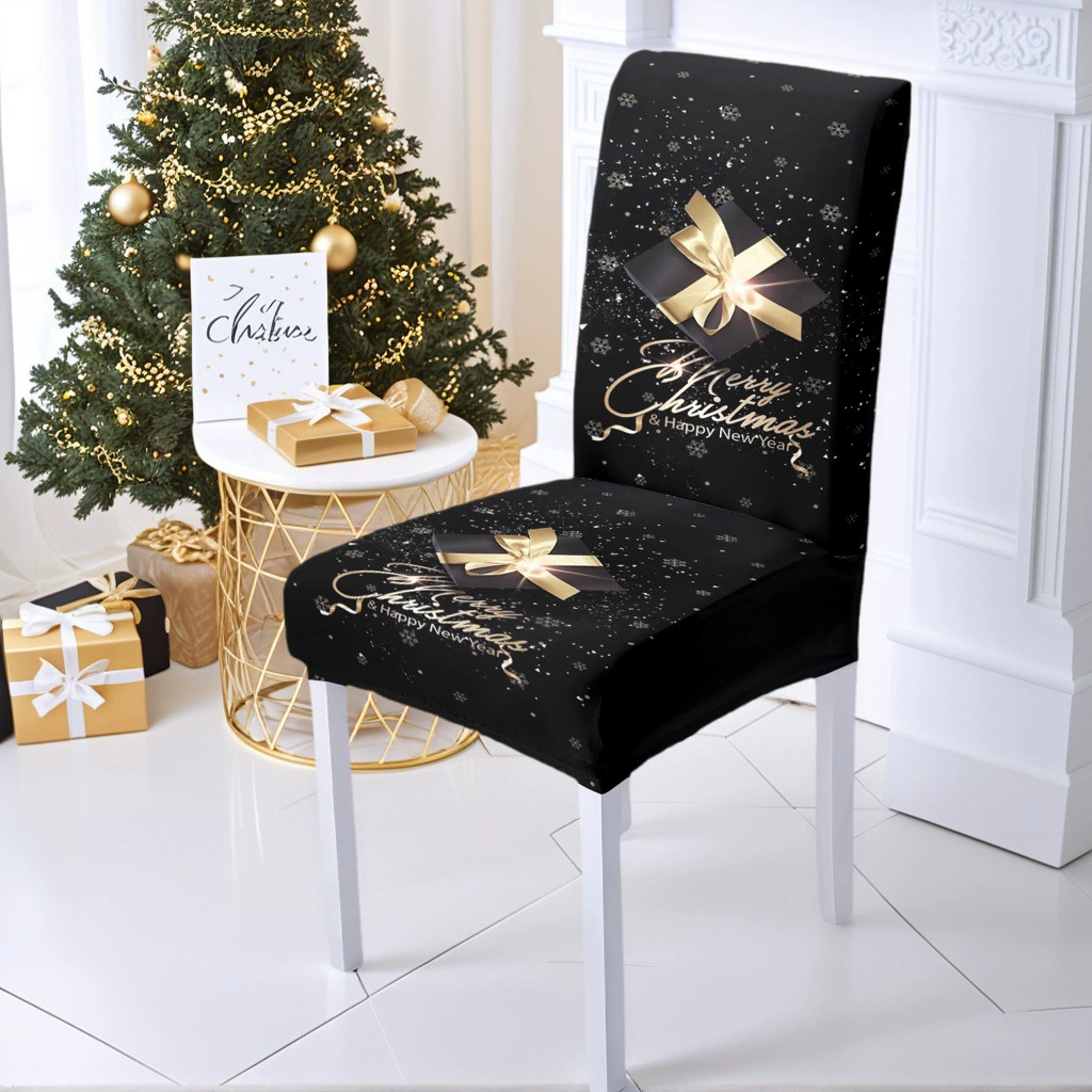 Чехол на стул Christmas от производителя кросс-борта, пыле-устойчивый обеденный стул европейско-американная печать, праздничная атмосфера