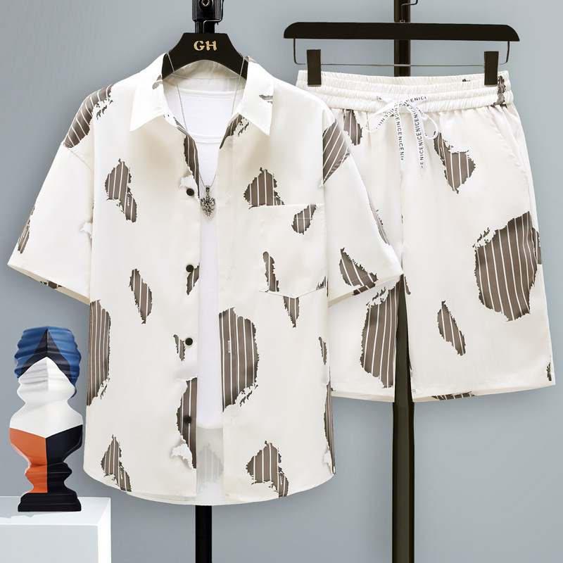 Men's Short-sleeved suit 2023 Summer Junior Students Leisure Sports Street Fashion Cool Shorts Two-piece Set