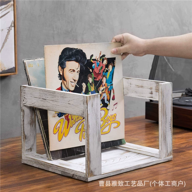 Домашняя настольная стойка для хранения виниловых пластинок, старая белая стойка для хранения альбомов для компакт-дисков, стеллаж для хранения книг из цельного дерева