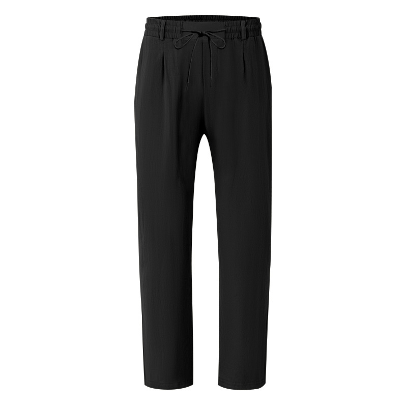 Men's Loose Linen Casual Wide-leg Beach Trousers For Summer_voghion.com