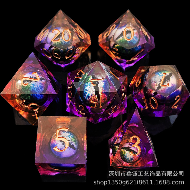 Two-Tone Longan Dice Movable Resin Liquid DND Dungeons & Dragons Face Polyhedron TRPG Table Game suit D6 Two-Tone Longan Dice Movable Resin Liquid DND Dungeons & Dragons Face Polyhedron TRPG Table Game suit D6