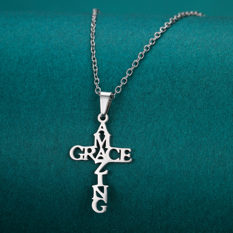 Pendant Necklace Classification 201 Stainless Steel Chain Material Wholesale Jewelry Vintage Style Classic Style Cross Letter Heart Shape 201 Stainless Steel Polishing Pendant Necklace Cable Chain