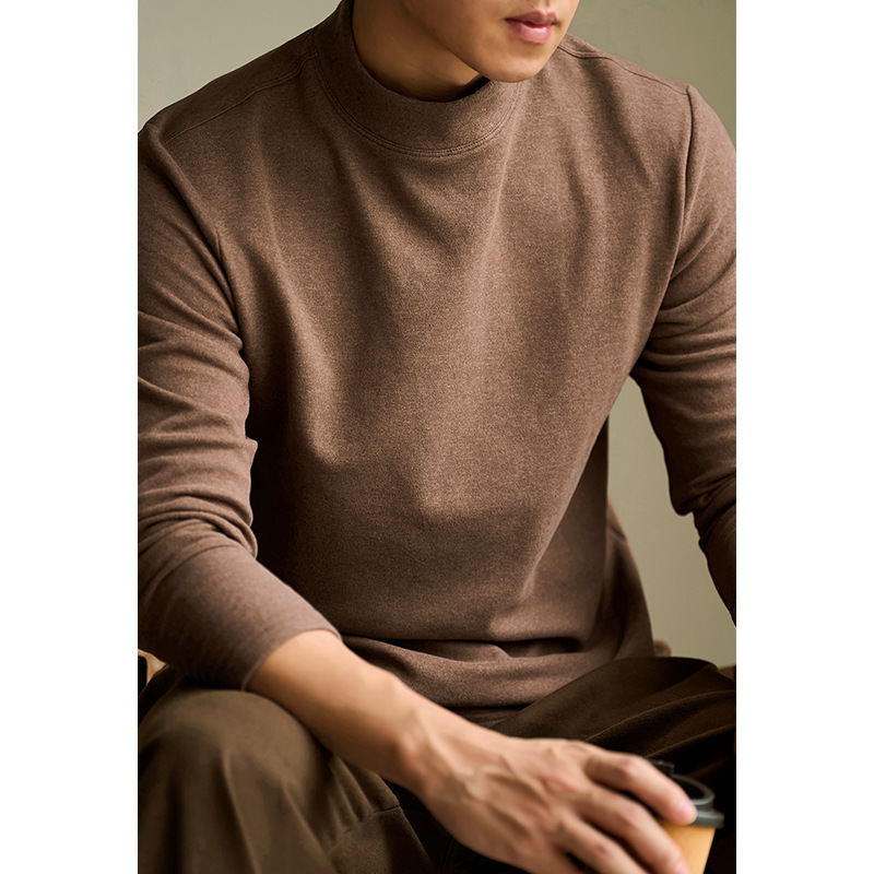 Wool Mulberry Silk Anti-Static Half Turtleneck German Velvet Bottoming Shirt Men's Classy Autumn and Winter Warm Mid-Collar Long-Sleeved T-Shirt