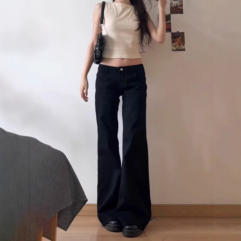Black Flared Jeans for Women 2025 Summer New High Street Low Waist Petite Non-Stretch Bootcut Floor-Length Pants Black Flared Jeans for Women 2025 Summer New High Street Low Waist Petite Non-Stretch Bootcut Floor-Length Pants